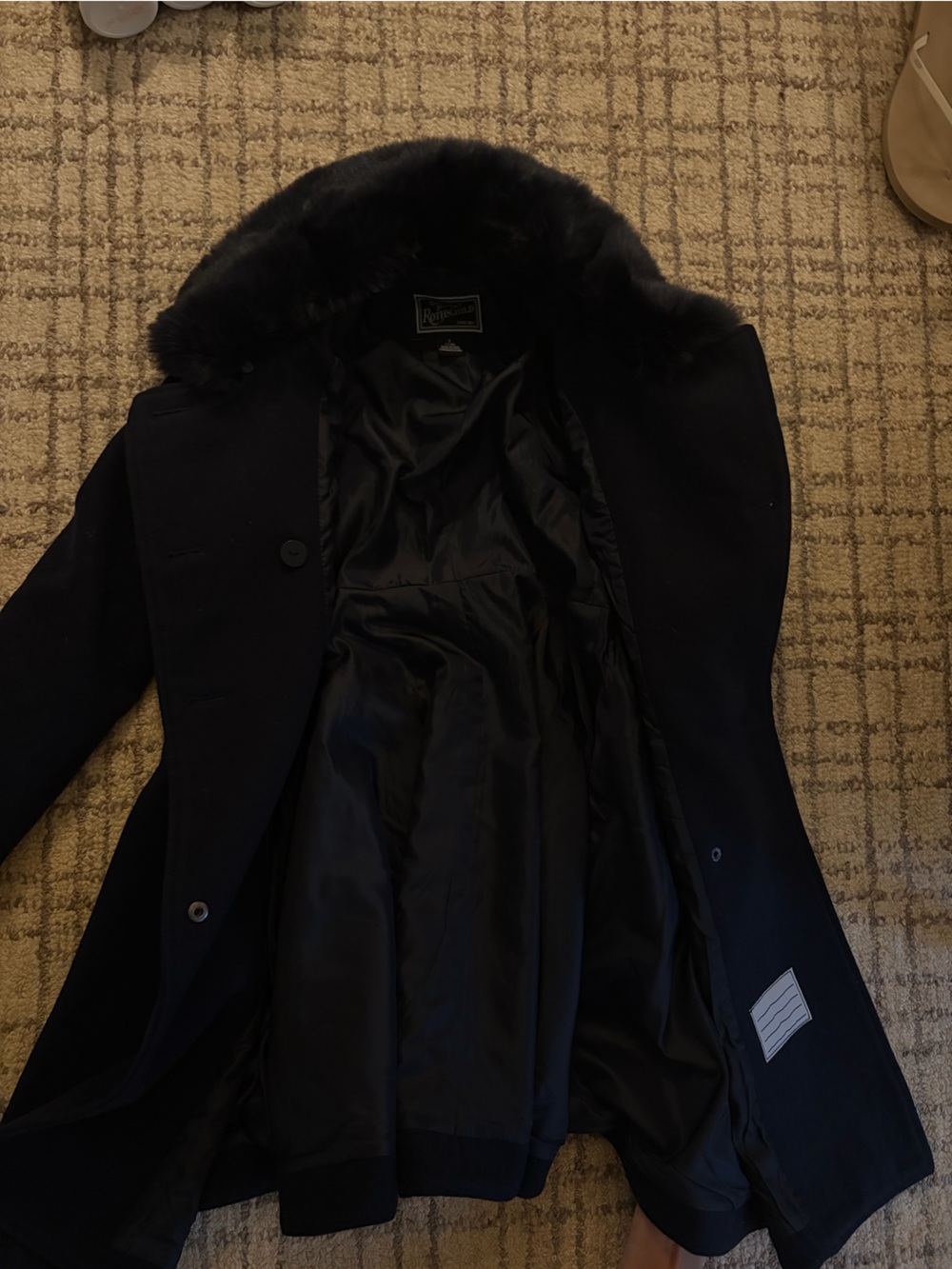 Rothschild Girl’s Navy Peacoat with Fur-Collar